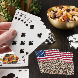 USA-Flagge und Leopard-Print Spielkarten