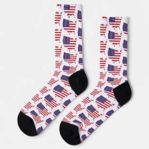 USA-Flagge und Souvenir-Design mit Karte Socken