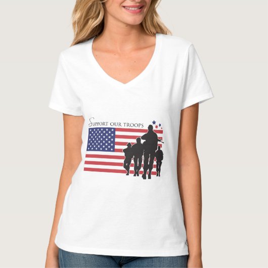 USA-Flagge - Unterstützung unserer Truppen T-Shirt (Vorderseite)