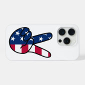 USA-Flagge V-Zeichen iPhone Hülle (Rückseite (Horizontal))