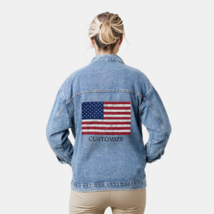 USA-Flagge Vintag Rot-Blau Amerika patriotisch Jeansjacke