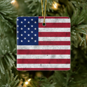 USA-Flagge Vintag Rot-Blau Amerika patriotisch Keramikornament