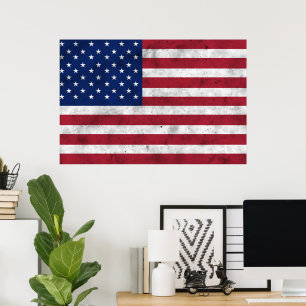 USA-Flagge Vintag Rot-Blau Amerika patriotisch Poster