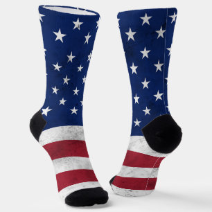 USA-Flagge Vintag Rot-Blau Amerika patriotisch Socken
