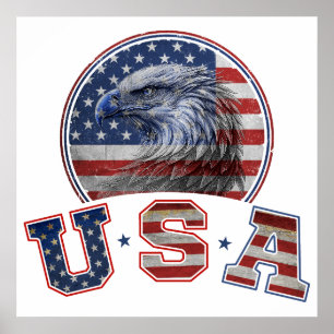 USA-Flagge Vintage Amerikanischer Adler Amerikanis Poster