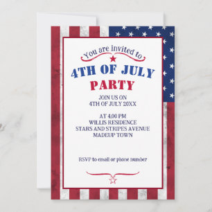 USA-Flagge vintage rot weiß blau 4. Juli-Party Einladung