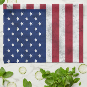 USA-Flagge vintage rot weiß blau Amerika patriotis Geschirrtuch
