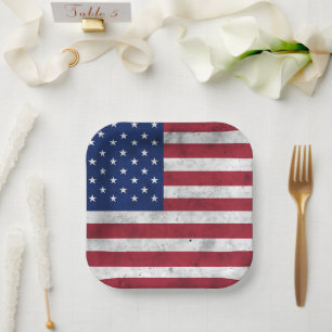 USA-Flagge vintage rot weiß blau Amerika patriotis Pappteller