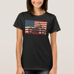 USA-Flagge Vintages Motorrad Geschenkdesign für Bi T-Shirt