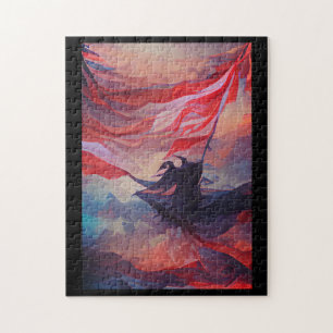 USA-Flagge weht am 4. Juli Gedenktag abstrakte Kun Puzzle