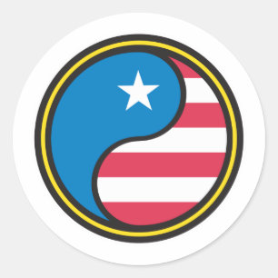 USA-Flagge Yin Yang Runder Aufkleber