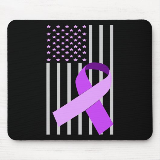 USA Flaggen Alzheimer Ribbon Alzheimer Disease Awa Mousepad (Vorne)