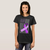 USA Flaggen Alzheimer Ribbon Alzheimer Disease Awa T-Shirt (Vorne ganz)