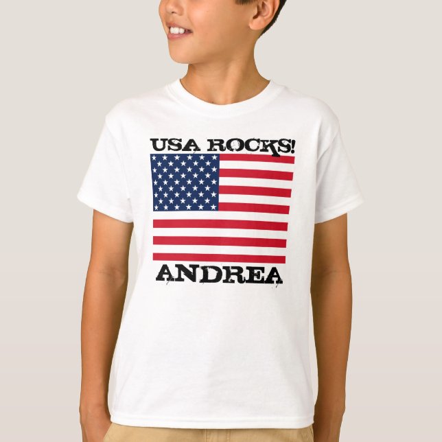 USA-Flaggen-Felsen T-Shirt (Vorderseite)