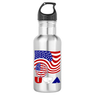 USA-Flaggen-Fußball Edelstahlflasche