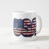 USA-Flaggen-Graffiti personalisierter Text Jumbo-Tasse (Vorderseite Rechts)