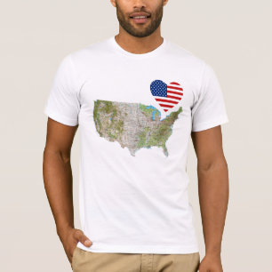 USA-Flaggen-Herz und Karten-T - Shirt
