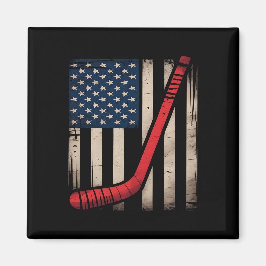 USA-Flaggen-Hockeyschläger Magnet (Vorne)