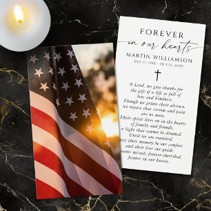 USA-Flaggen-Kreuz-Sympathie-Begräbnis-Gebetskarte