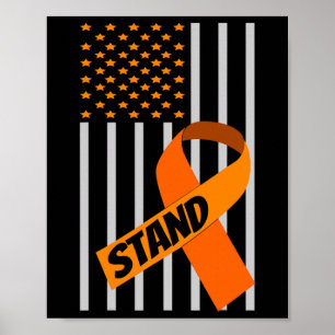 Usa Flaggen Orange Ribbon Products Leukämie Bewuss Poster