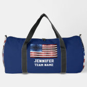 USA Flaggen Rot-Blau-Glitzern Benutzerdefinierter  Duffle Bag (Rückseite)