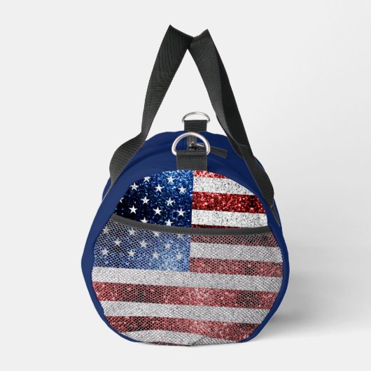 USA Flaggen Rot-Blau-Glitzern Benutzerdefinierter Duffle Bag (Rechts)
