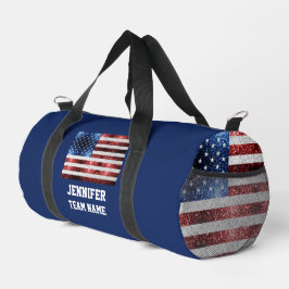 USA Flaggen Rot-Blau-Glitzern Benutzerdefinierter Duffle Bag