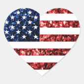 USA Flaggen Rot & Blau Glitzern Glitzer Herz-Aufkleber (Vorderseite)