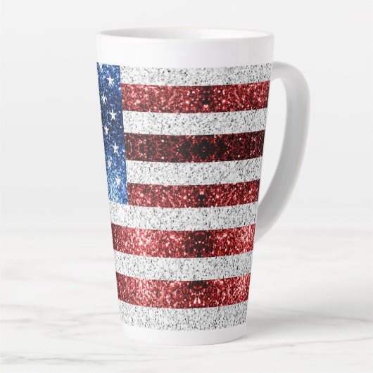 USA Flaggen Rot-Blau-Glitzern Glitzer Latte Milchtasse (Rechte Ecke)