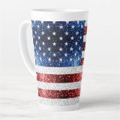 USA Flaggen Rot-Blau-Glitzern Glitzer Latte Milchtasse (Linke Ecke)