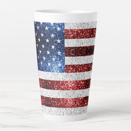 USA Flaggen Rot-Blau-Glitzern Glitzer Latte Milchtasse (Vorderseite)