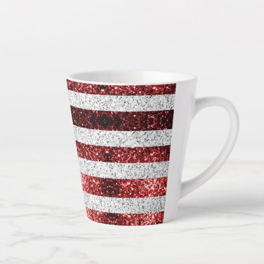 USA Flaggen Rot-Blau-Glitzern Glitzer Latte Milchtasse (Rechts)