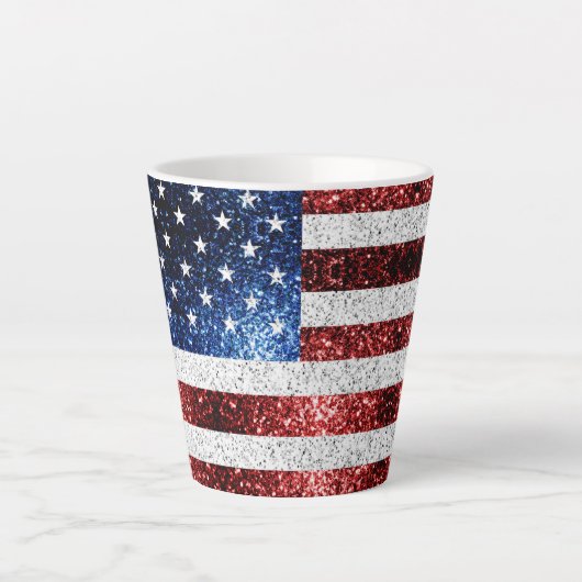 USA Flaggen Rot-Blau-Glitzern Glitzer Latte Milchtasse (Vorderseite)