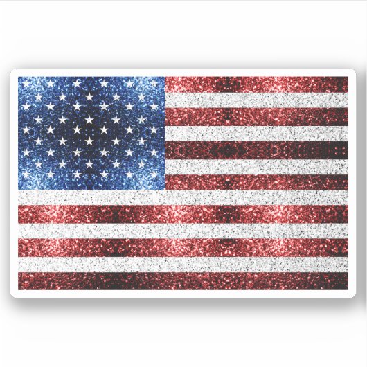 USA Flaggen Rot-Blau-Glitzern Glitzern Aufkleber (Vorderseite)