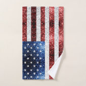 USA Flaggen Rot-Blau-Glitzern Glitzern Badhandtuch Set (Handtuch)