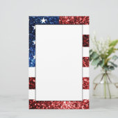 USA Flaggen Rot-Blau-Glitzern Glitzern Briefpapier (Stehend Vorderseite)