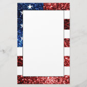 USA Flaggen Rot-Blau-Glitzern Glitzern Briefpapier (Rückseite)