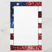 USA Flaggen Rot-Blau-Glitzern Glitzern Briefpapier (Vorderseite)