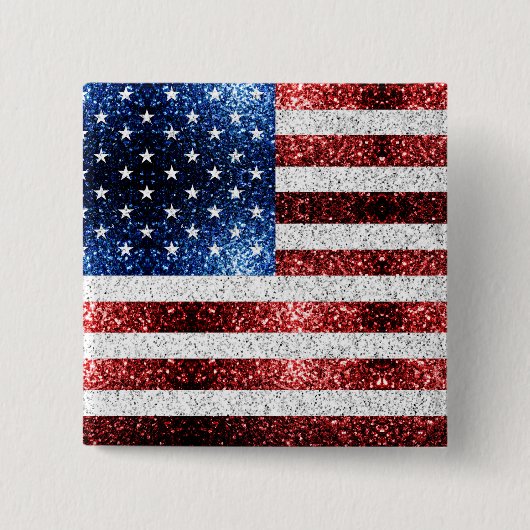 USA Flaggen Rot-Blau-Glitzern Glitzern Button (Vorderseite)