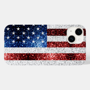 USA Flaggen Rot-Blau-Glitzern Glitzern Case-Mate iPhone 14 Hülle