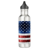 USA Flaggen Rot-Blau-Glitzern Glitzern Edelstahlflasche (Links)