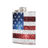 USA Flaggen Rot-Blau-Glitzern Glitzern Flachmann (Links)