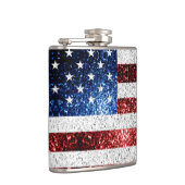USA Flaggen Rot-Blau-Glitzern Glitzern Flachmann (Rechts)