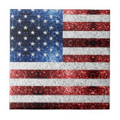 USA Flaggen Rot-Blau-Glitzern Glitzern Fliese (Vorderseite)