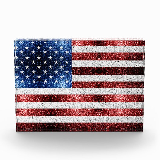 USA Flaggen Rot-Blau-Glitzern Glitzern Fotoblock (Vorderseite)