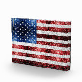 USA Flaggen Rot-Blau-Glitzern Glitzern Fotoblock (Rechts)