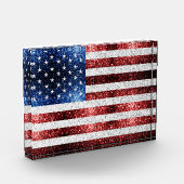 USA Flaggen Rot-Blau-Glitzern Glitzern Fotoblock (Links)