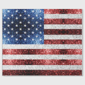 USA Flaggen Rot-Blau-Glitzern Glitzern Geschenkpapier (Flach)