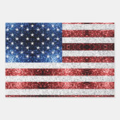 USA Flaggen Rot-Blau-Glitzern Glitzern Geschenkpapier Set (Vorderseite)