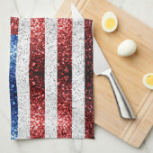 USA Flaggen Rot-Blau-Glitzern Glitzern Geschirrtuch (Viertel Falte)